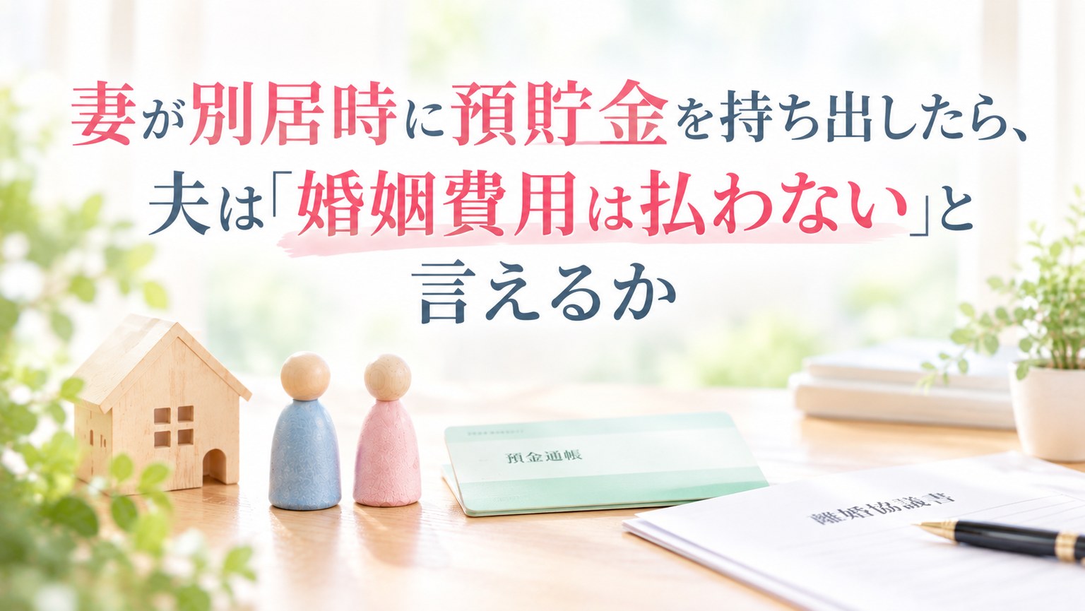 妻が別居時に預貯金を持ち出したら、夫は「婚姻費用は払わない」と言えるか