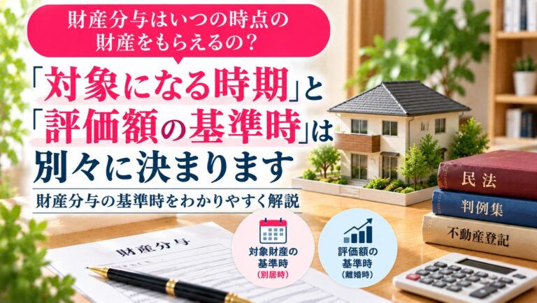 財産分与はいつの時点の財産をもらえるの？――「対象になる時期」と「評価額の基準時」は別々に決まる