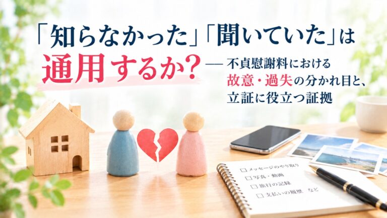 「知らなかった」「聞いていた」は通用するか―不貞慰謝料における故意・過失の分かれ目と、立証に役立つ証拠