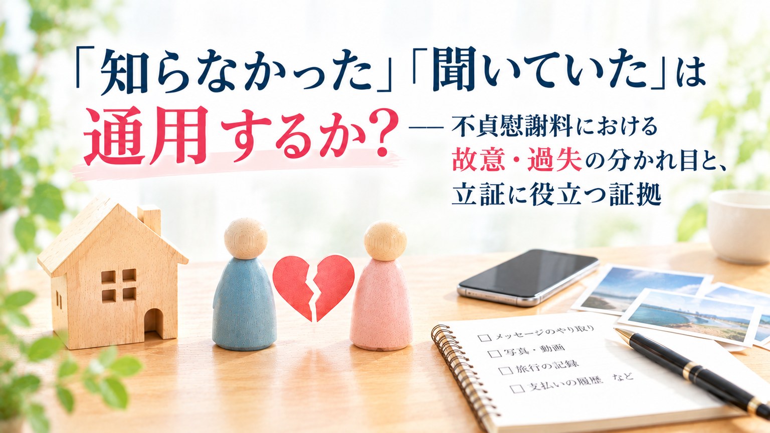 「知らなかった」「聞いていた」は通用するか―不貞慰謝料における故意・過失の分かれ目と、立証に役立つ証拠