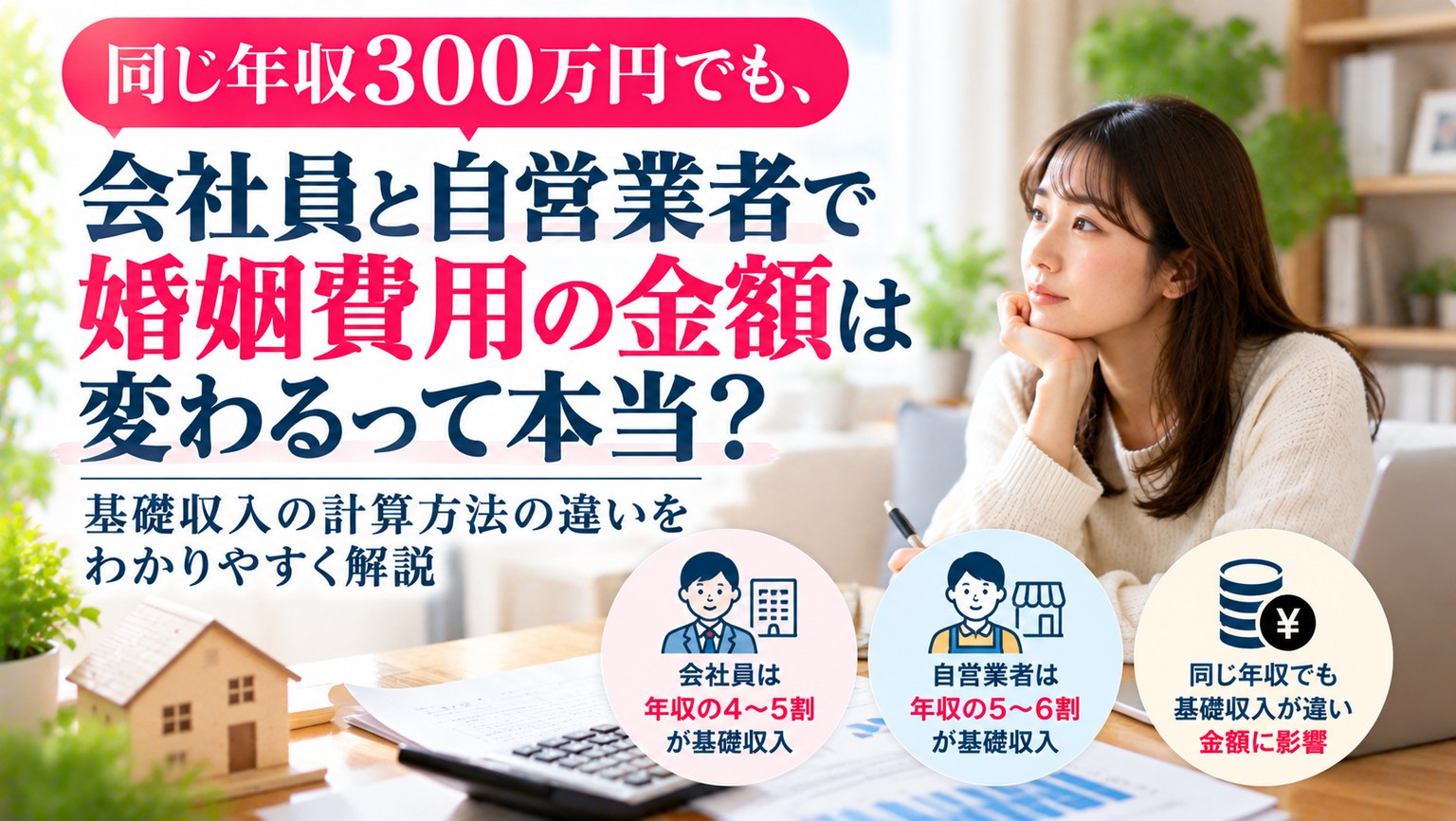 同じ年収300万円でも、会社員と自営業者で婚姻費用の金額は変わるって本当
