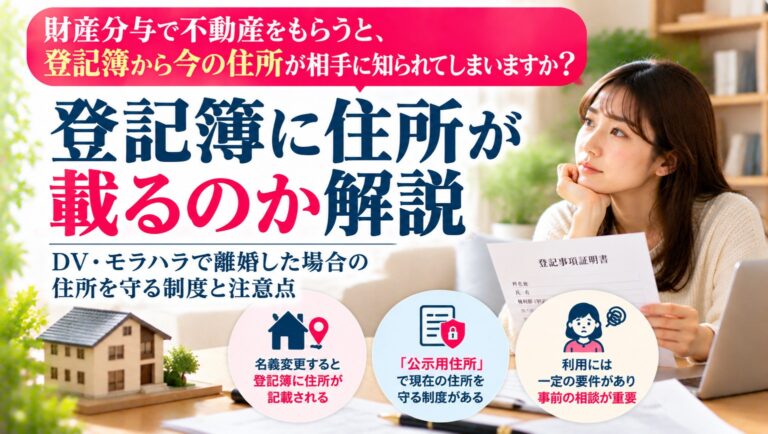 財産分与で不動産をもらうと、登記簿から今の住所が相手に知られてしまいますか？