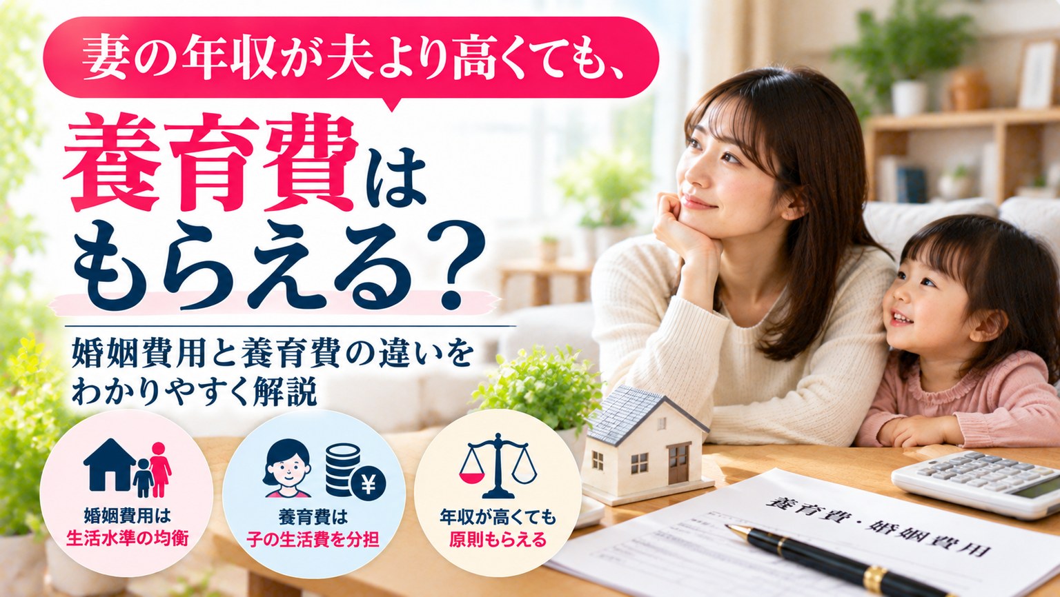 妻の年収が夫より高くても、養育費はもらえる